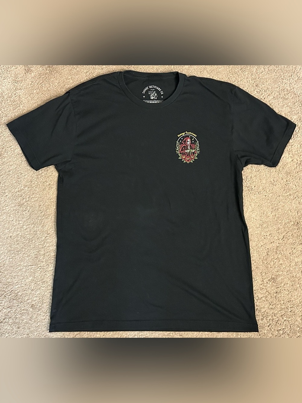 Savage Tacticians Co T Shirt Mens Short Sleeve Black Large Skull Military Tee